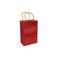 Eddie's 100% Recycled Kraft Shopper Paper Bag - 5-1/2" L x 3-1/4" W x 8-3/8" D - Scarlet Red - 250 Pack-5-1/2" x 3-1/4" x 8-3/8"