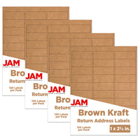 JAM Paper Mailing Address Labels, 1 x 2 5/8, Brown Kraft, 4 sets of 120 (4513701g)-Brown kraft