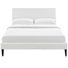 Modway Phoebe Vinyl Full Platform Bed with Squared Tapered Legs - White-Mounts in Four Locations