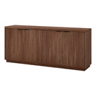 Hudson&Canal Mansfield 68"W Buffet Table - Satin Walnut-The top has a weight capacity of 75 lbs, inside storage area can hold 20 lbs on each shelf