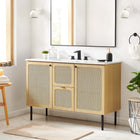 Modway Chaucer 48" Single Sink Bathroom Vanity - Oak/White-Metal Cabinet Knobs