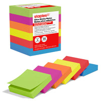 Staples Ultra Sticky Notes - 2" x 2" - Summer Breeze Collection - 6 Pack-Ultra sticky adhesive ensures notes stay put