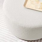 Modway Tilden Large 29" Round Boucle Upholstered Ottoman - Cloud/Walnut-Non-Marking Foot Glides