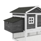 PawHut 69" Wooden Hen House with Run, Nesting Box and Tray - Grey-Removable sliding tray for easy cleaning 