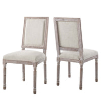 Modway Court Upholstered Fabric Dining Side Chair - Beige - 2 Pack-Vintage French Dining Side Chair