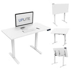 Uplite - Bureau debout mobile électrique réglable en hauteur - Blanc-Le moteur de haute qualité et la base de bureau solide permettent un réglage puissant et fluide de la hauteur. Grâce au levier de frein horizontal et aux pieds de bureau épais, le bureau doit bouger sans s'incliner pour garder vos appareils en sécurité
