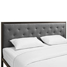 Modway Mia Fabric King Bed - Brown Grey-Does not require a box spring