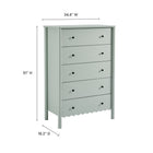 Modway Emmeline Scalloped 5-Drawer Chest - Sage-Full-Glide Drawers