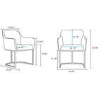 Manhattan Comfort - Lot de 2 fauteuils de salle à manger modernes Serena 23,03 po en similicuir crème-Assise structurée dans une base géométrique moderne en métal pour le design et la durabilité