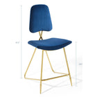 Modway Ponder Performance Velvet Counter Stool - Navy-Gold Stainless Steel Frame