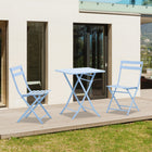 Outsunny 3-Piece Garden Bistro Coffee Set - Blue-Powder coated metal frame structure for scratch and rust resistance 