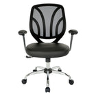 Work Smart Screen Back Task Chair With Black Faux Leather Seat - Black-Breathable screen back with built-in lumbar support