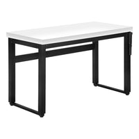 Monarch Specialties 7681 48" Computer Desk - White/Adj.Height/ Black Metal-For versatile use as a computer desk / writing table, this piece is perfect for limited spaces and adjustable from 29.5 inches to 48 inches in height