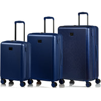 CHAMPS Luggage Iconic II 3-Piece Hardside 8-Wheeled Expandable Luggage Set - Navy-Polycarbonate Material