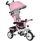 Qaba - Tricycle poussette 6 en 1 pour bébé avec panier et canopée - rose-Conception 6-en-1 qui évolue avec votre enfant pour des années de plaisir 