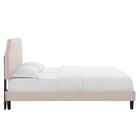 Modway - Sienna Lit plateforme Queen en velours haute performance avec pieds en bois noir - Rose-Système de soutien en lattes de bois