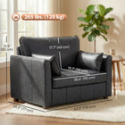 HOMCOM - Fauteuil d’appoint en cuir PU avec siège large - coussin à ressorts - pieds en bois - 2 coussins pour salon - noir-Le cuir PU de haute qualité résiste aux éclaboussures et aux fissures pour un entretien facile    

