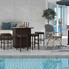 Outsunny 5 Pieces Patio Bar Set with Tempered Glass Top Bar Table and Shelves, 4 Bar Chairs - Dark Brown-Constructed with the steel frame and PE rattan in exquisite craftsmanship