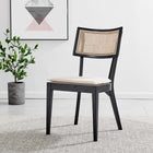 Modway Caledonia Fabric Upholstered Wood Dining Chair - Black/Beige - 2 Pack-Fabric Upholstered Seat
