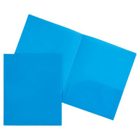 JAM Paper Plastic 2 Pocket POP Durable School Folders - Light Blue - 6 Pack-Colour: Blue