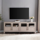Hudson&Canal - Meuble TV Holbrook pour téléviseurs jusqu'à 75" - Blanc aulne-Fabriqué en MDF robuste et en verre avec une finition blanche en aulne fabriquée à la main