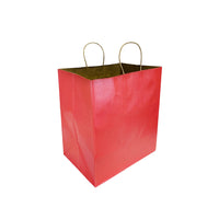 Reliabag - Sac En Papier Avec poignees Torsadees, Rouge, 14 po L X 10 po P X 15,75 po H, Paquet De 50-Fabrique en papier kraft rouge de qualite superieure avec fond plat renforce.