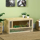 PawHut Wooden Reptile Terrarium with Transparent Sliding Doors - 31.5" L x 16" W x 16" H-Sliding doors, which are transparent glass, letting you keep watch of pets 