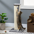 PawHut 32" Cat Scratching Post with Sisal Teasing Ball - Grey-Large size for cats to stretch well and have more room to scratch 