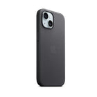 Apple FineWoven Case with MagSafe for iPhone 15 - Black-The FineWoven material was also designed with the earth in mind - made from 68 percent post-consumer recycled content and significantly reducing carbon emissions compared with leather