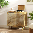 HOMCOM - Buffet boho 31,5 po L avec portes en corde de papier tressée à la main - chêne-Ouvrez les portes en douceur d'une simple pression pour un aspect épuré, sans poignée 