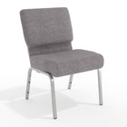 Flash Furniture - Chaise d'église empilable de la série HERCULES de 21 po de largeur en tissu gris - Cadre veine d'argent-Ensemble de 4 chaises d'église polyvalentes