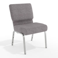 Flash Furniture - Chaise d'église empilable de la série HERCULES de 21 po de largeur en tissu gris - Cadre veine d'argent-Ensemble de 4 chaises d'église polyvalentes