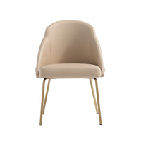 Manhattan Comfort - Chaise de salle à manger moderne Gracie 61,5 cm en similicuir, coloris beige et or-Chaise de salle à manger moderne pour salle à manger et usage de travail