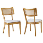 Modway Caledonia Fabric Upholstered Wood Dining Chair - Natural/White - 2 Pack-Modern Farmhouse Dining Chairs - Set of 2