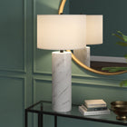 Hudson&Canal - Lampe de table haute Elise 76 cm (30 po) avec abat-jour en tissu - Marbre/Noir/Blanc-Comprend un cordon de 6 pieds avec interrupteur à prise rotative