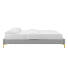 Modway - Sutton Performance Velvet Cadre de lit simple, Gris clair-Velours de performance résistant aux taches
