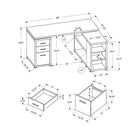 Monarch Specialties - 7421 Bureau - Faux Bois Gris En Coin Cote Droit/Gauche-Conçu de manière durable et avec une configuration réversible pour une installation à gauche ou à droite, fini sur tous les côtés, placez ce bureau contemporain à faible encombrement dans un coin pour l'étude, l'écriture, ou n'importe où dans un bureau à domicile moderne pour créer votre espace de travail fonctionnel.