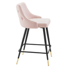 Modway Adorn Performance Velvet Counter Stool - Pink-Black Tapered Legs