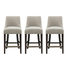 Manhattan Comfort Beever 18.9" Modern Chenille Upholstered Counter Stool - Taupe - 3 Pack-Modern Counter Stool with Backrest Perfect for Counter and Kitchen Use. Set of 3