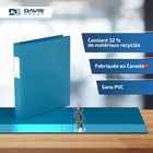 Davis Group Super économie, Reliure à anneaux en “D” inclinés 1 po, paquet de 6 – Bleu Turquoise-Polypropylène sans PVC