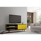 Manhattan Comfort Liberty MDP and MDF 62.99"W TV Stand, Rustic Brown and Yellow (201AMC94)-Upon Assembly, Measures: 62.99 in. Length, 25.59 in. Height, 15.19in. Depth.