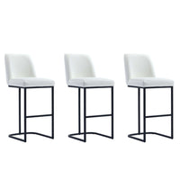 Manhattan Comfort Serena 17.71" Modern Leatherette Upholstered Barstool - White - 3 Pack-Modern Barstool with Backrest Perfect for Bar and Kitchen Use - Set of 3