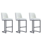 Manhattan Comfort - Serena tabouret de bar moderne en similicuir 45 cm, blanc, lot de 3-Tabouret de bar moderne avec dossier parfait pour le bar et la cuisine - Set de 3