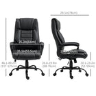 Vinsetto - Fauteuil de bureau exécutif à haut dossier avec massage à vibrations 6 points - noir-Base robuste avec cinq roulettes pour se déplacer facilement