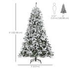 HOMCOM 6' Pre-Lit Snow-Flocked Artificial Christmas Tree with Warm White LED - Green-Colours: Green tree, White snow and LEDs 