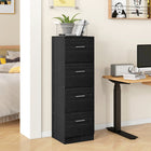 HOMCOM 4-Drawer Letter/A4 Locking Filing Cabinet - Black-Easy-clean melamine coated particleboard construction
