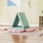 Qaba - Canapé modulable pour enfants, blocs d’escalade en mousse avec piscine à balles - bleu clair - ensemble de 12-Supporte jusqu'à 99 lb (45 kg), convient à plusieurs enfants 