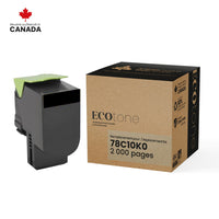 Ecotone 78C10K0 Lexmark  Remanufactured Toner Cartridge - Standard Yield - Black-Color : Black