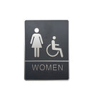 Futech - Panneau de Toilette Femme et Handicap en Braille - Gris - Paquet de 2-6 po L x 8 po H x 1-1/4 po P