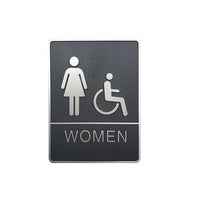 Futech - Panneau de Toilette Femme et Handicap en Braille - Gris - Paquet de 2-6 po L x 8 po H x 1-1/4 po P